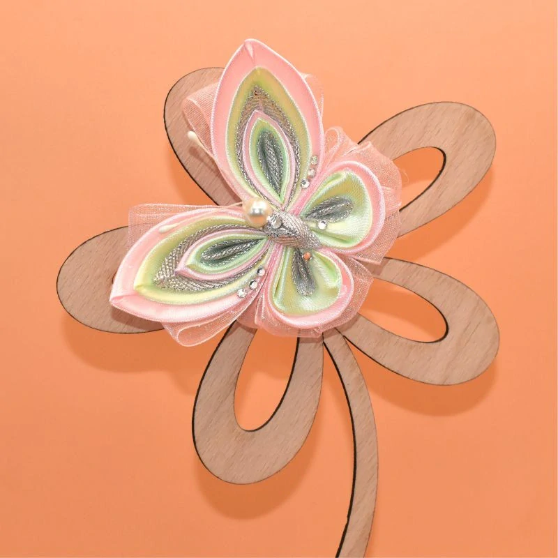 Motýl kanzashi - růžovozelenostříbrný