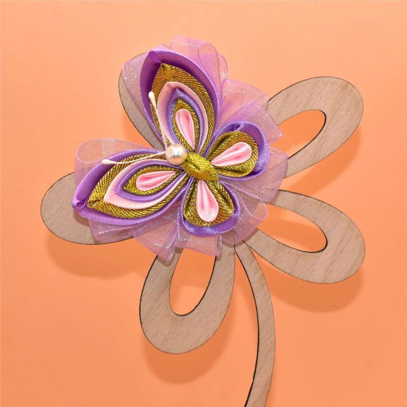 Motýl kanzashi - fialovozlatorůžový