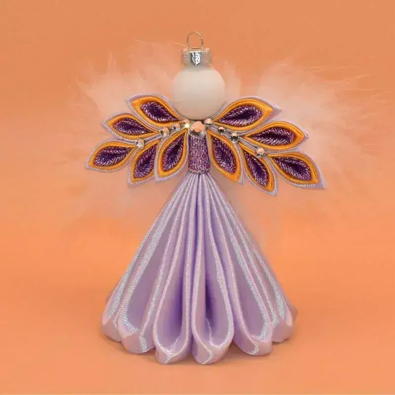 Anděl kanzashi - fialovooranžový