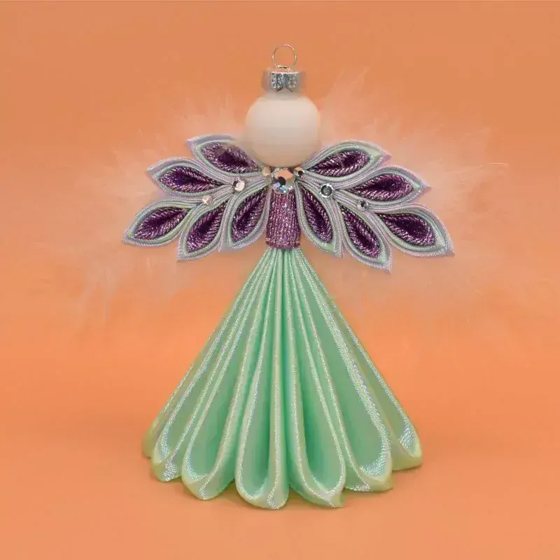 Anděl kanzashi - zelenofialový