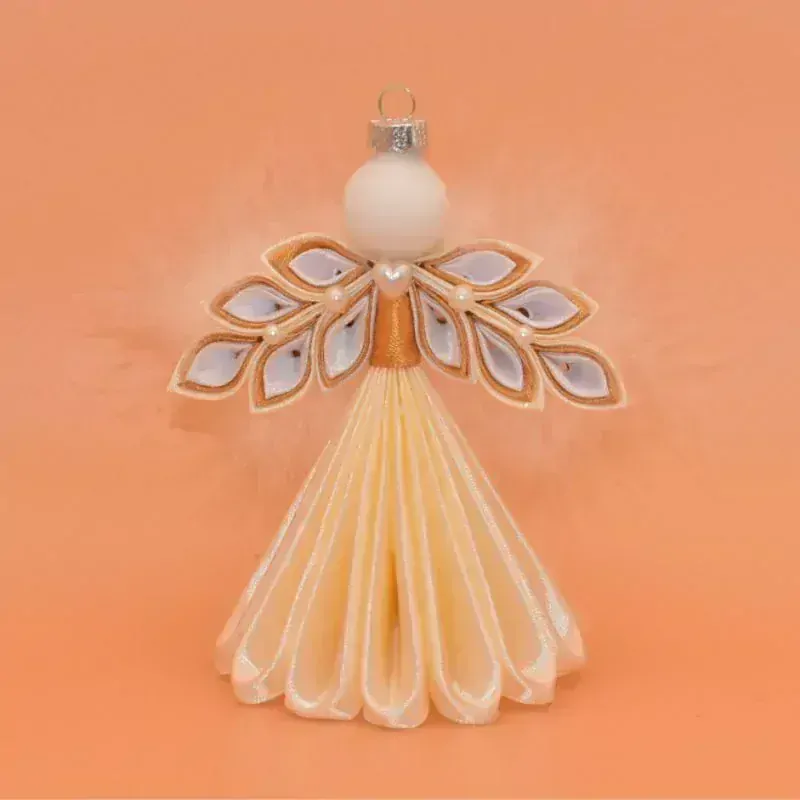 Anděl kanzashi - krémovobílý