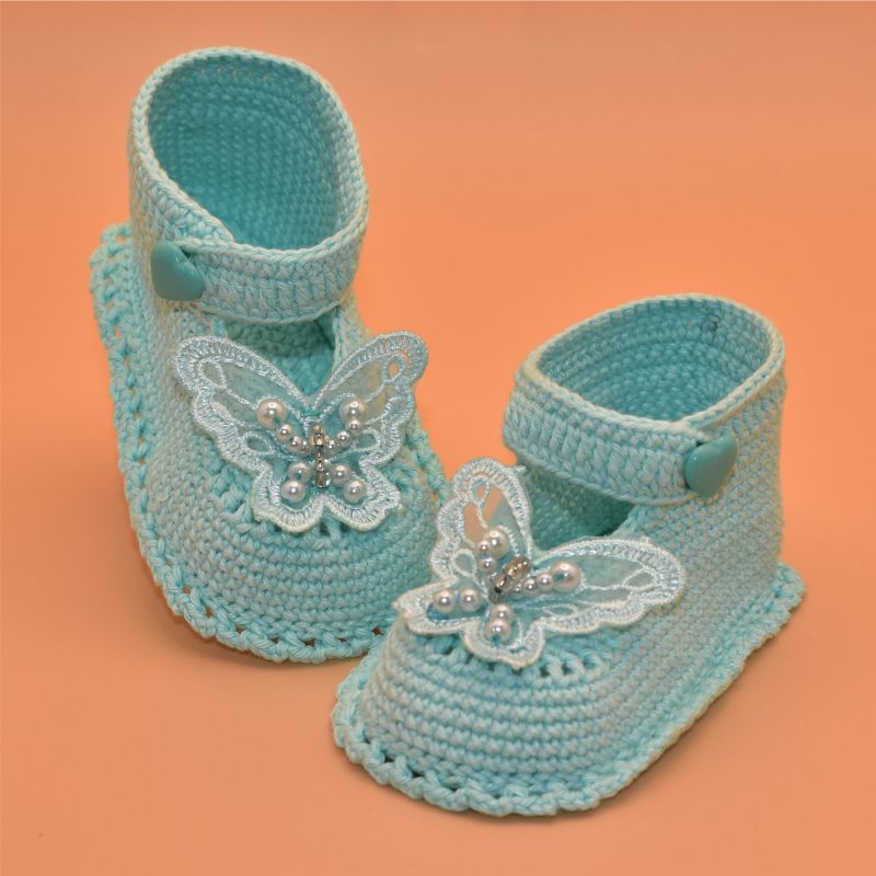 Háčkované střevíčky - mentolové