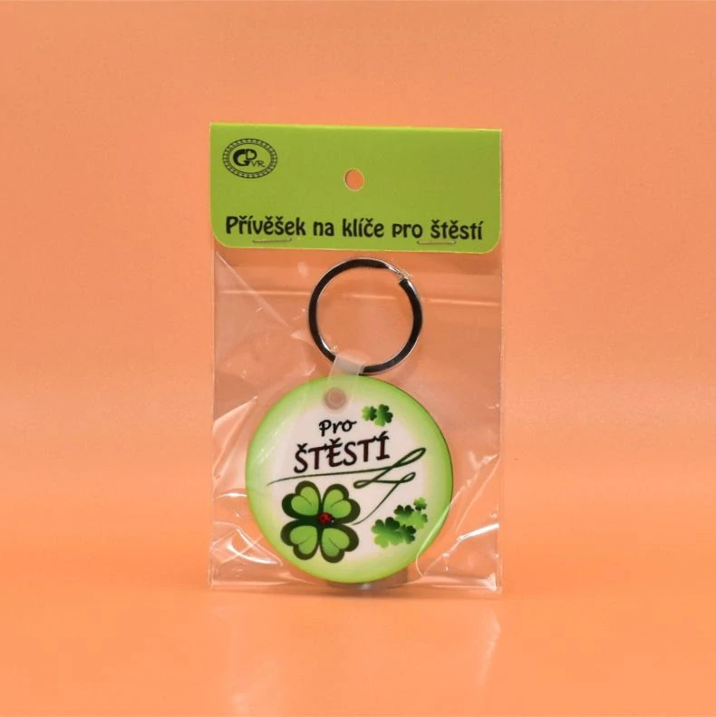 Klíčenka pro štěstí - Čtyřlístek s beruškou