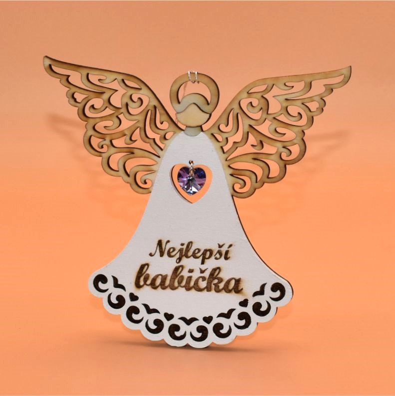Anděl dřevo s textem závěs - Bezva kolegyně