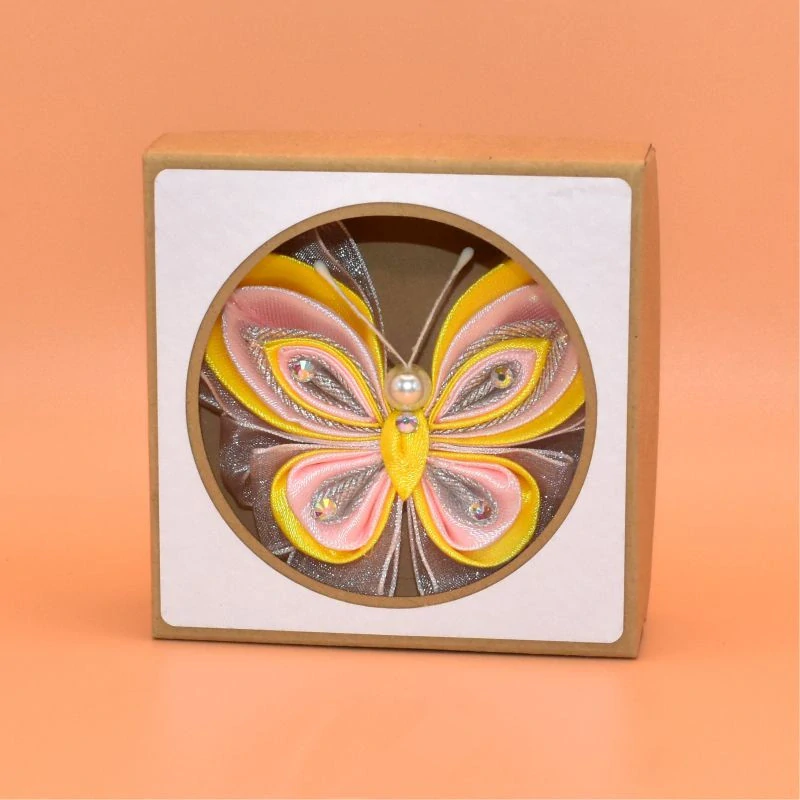 Motýl kanzashi - žlutorůžovostříbrný