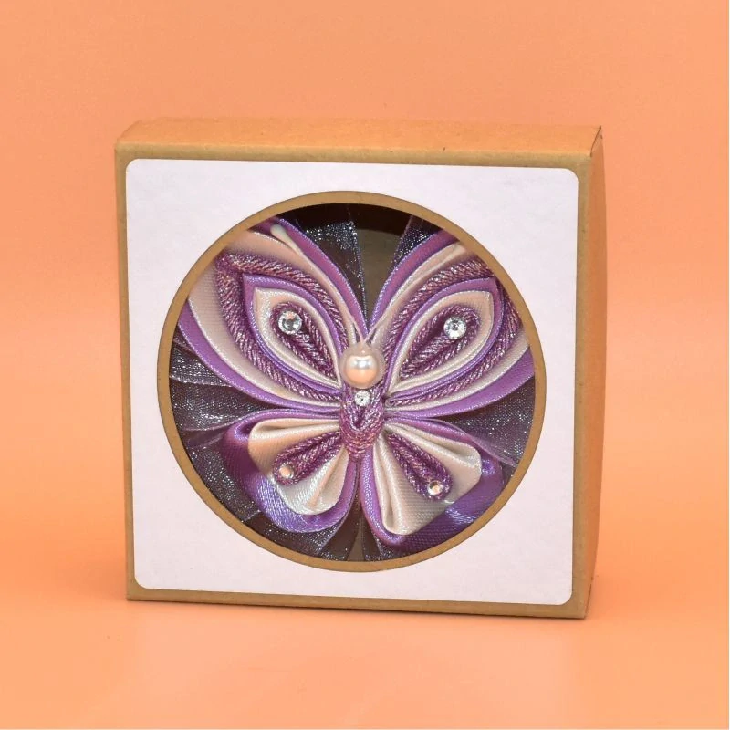 Motýl kanzashi - fialovokrémový
