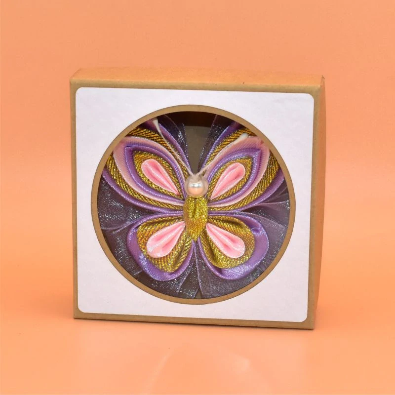 Motýl kanzashi - fialovozlatorůžový