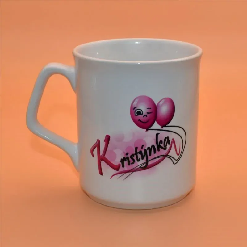 Keramický hrnek jmenný s balónky - růžová
