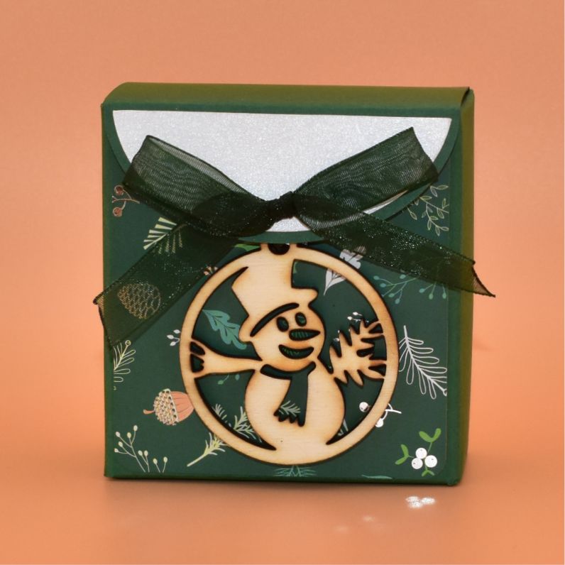 Vánoční minibonboniera zelená - Sněhulák