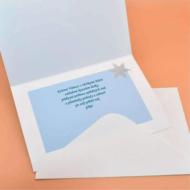 Gratulace Vánoce - Domečky modrá