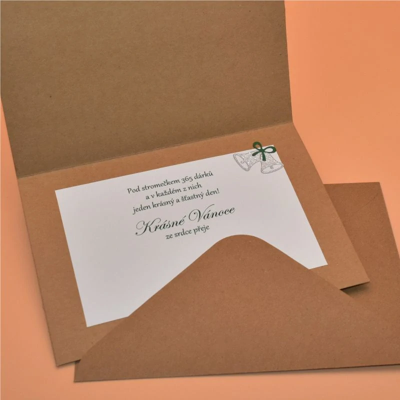 Gratulace Vánoce - Domečky zelená