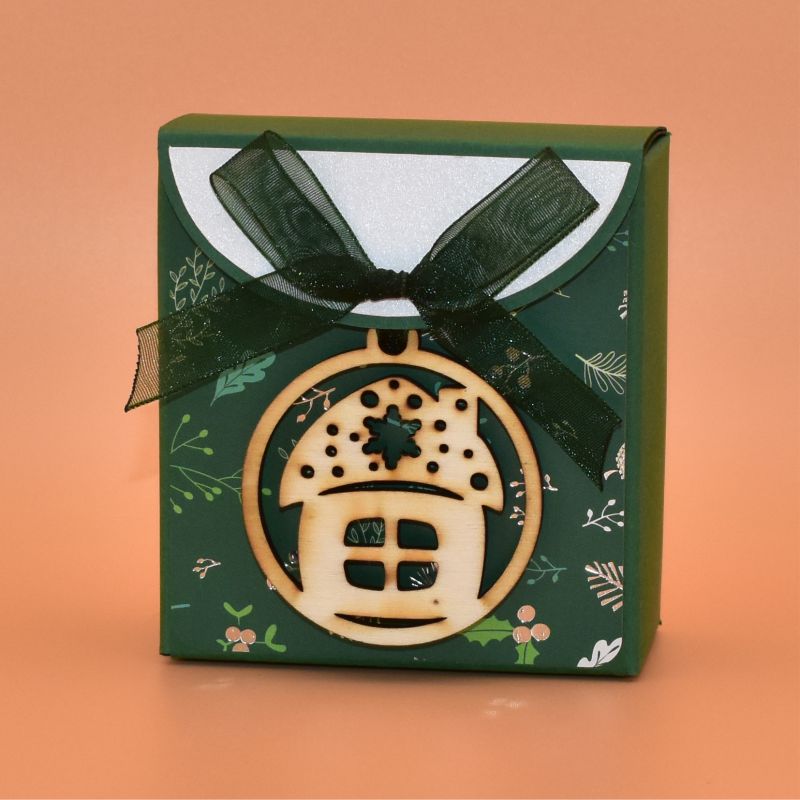 Vánoční minibonboniera červená - Domek