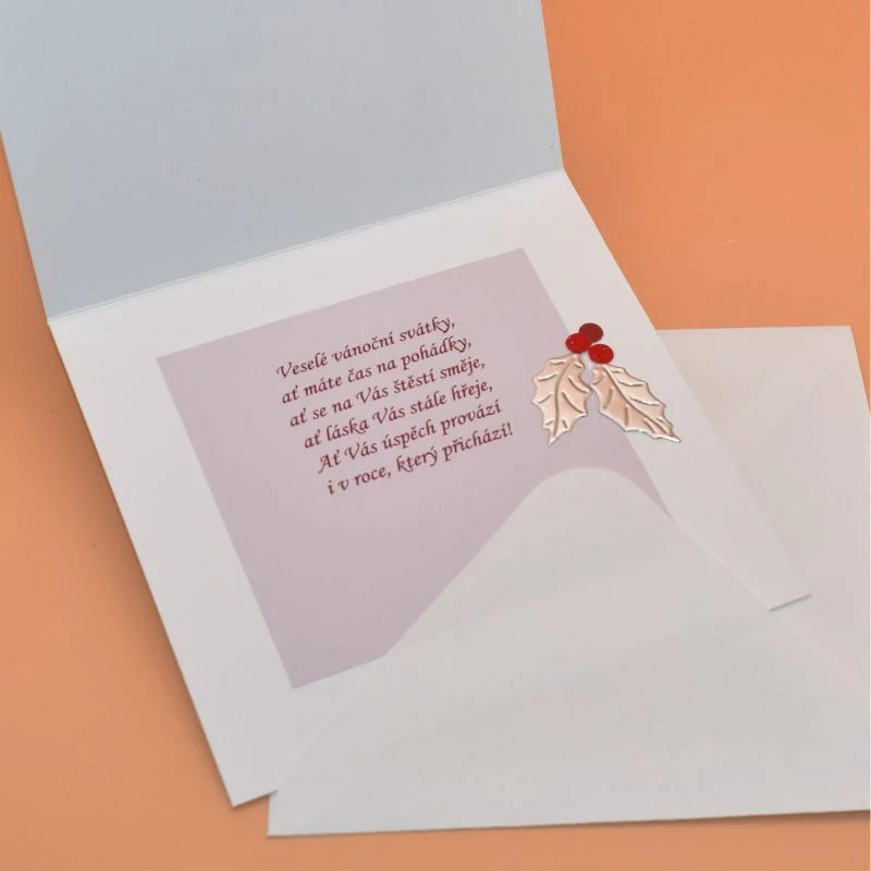 Gratulace Vánoce - Cesmína červená