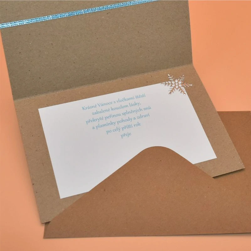 Gratulace Vánoce - Domečky modrá kraft