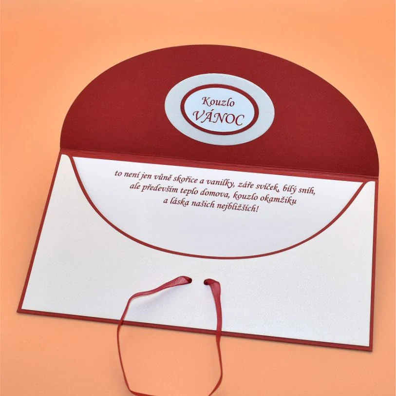 Vánoční obálka na peníze s textem 3 - stromek bíločervená