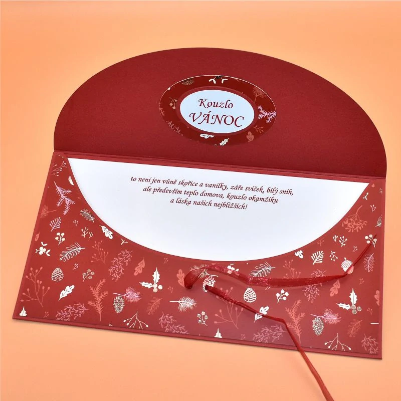 Vánoční obálka na peníze s textem 2 - vločka červenobílá