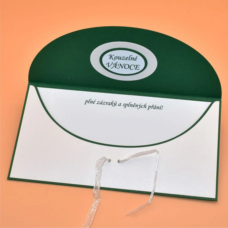 Vánoční obálka na peníze s textem 4 - vločka bílozelená