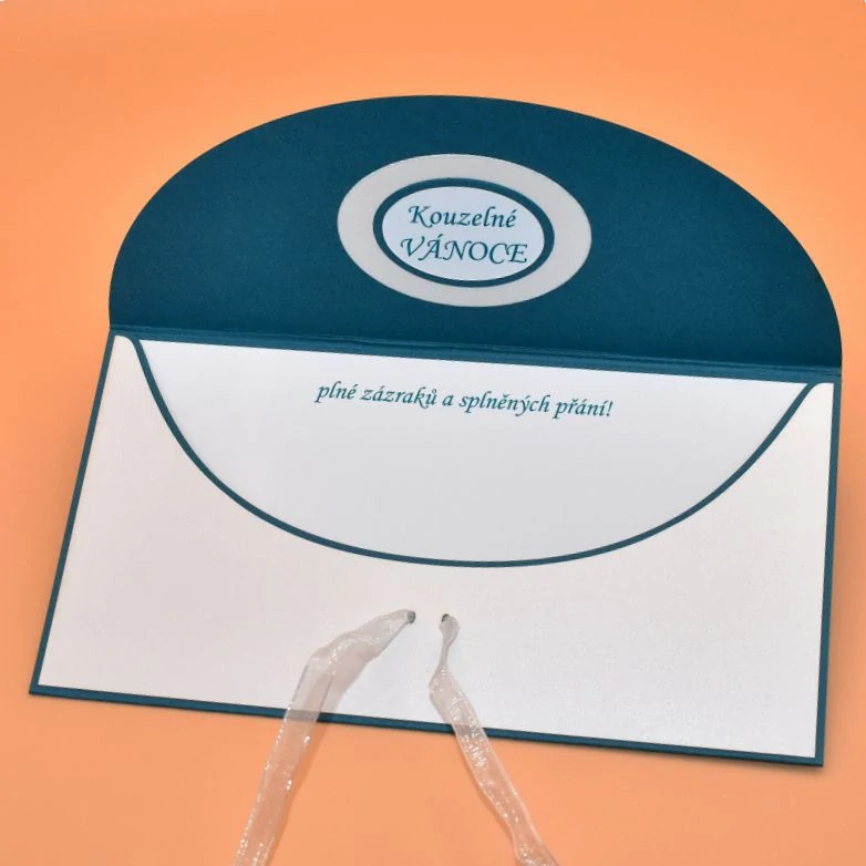 Vánoční obálka na peníze s textem - vločka bílá/petrolejová