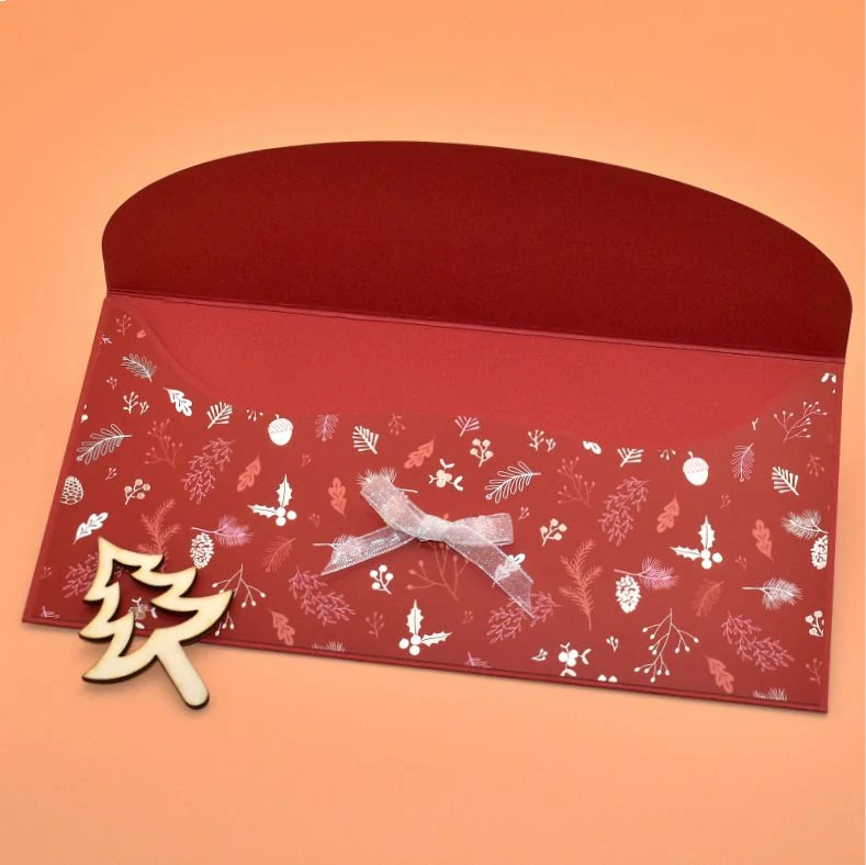 Vánoční obálka na peníze červenobílá - stromek