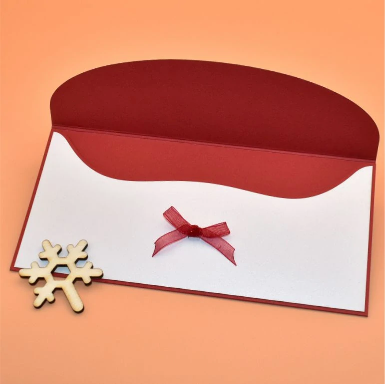 Vánoční obálka na peníze bíločervená - vločka