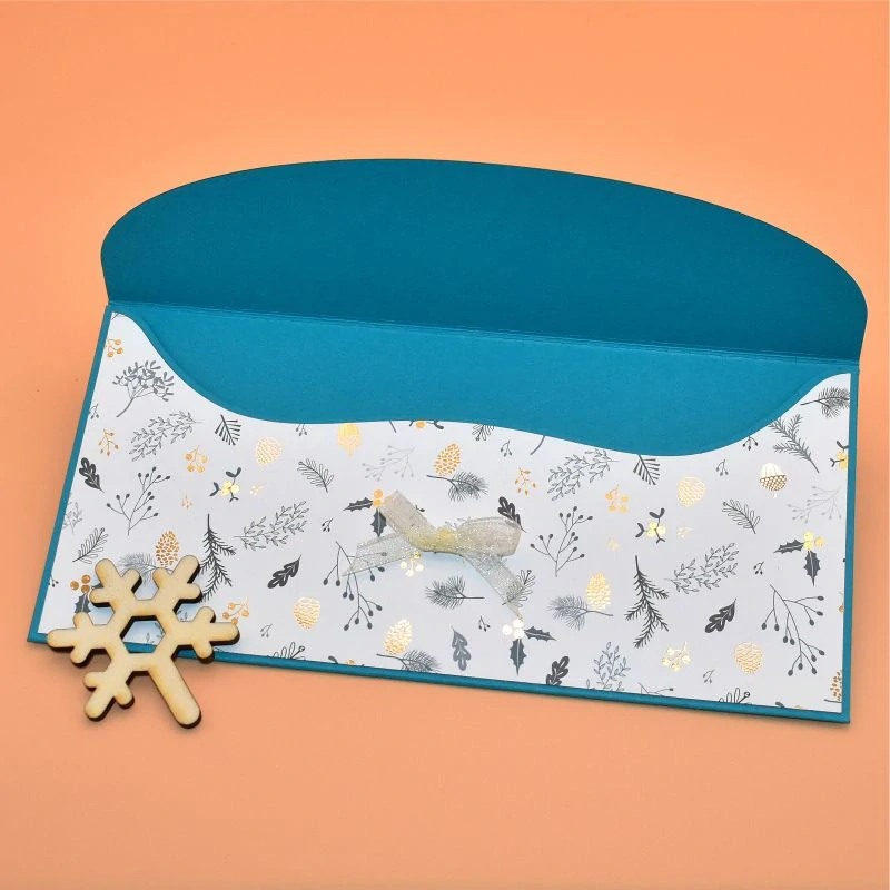 Vánoční obálka na peníze bílozlatá - vločka