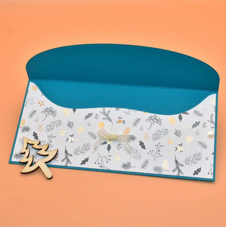 Vánoční obálka na peníze bílozlatá - stromek