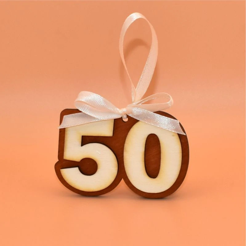 Dřevěná závěsná MINI cedulka výročí - 80