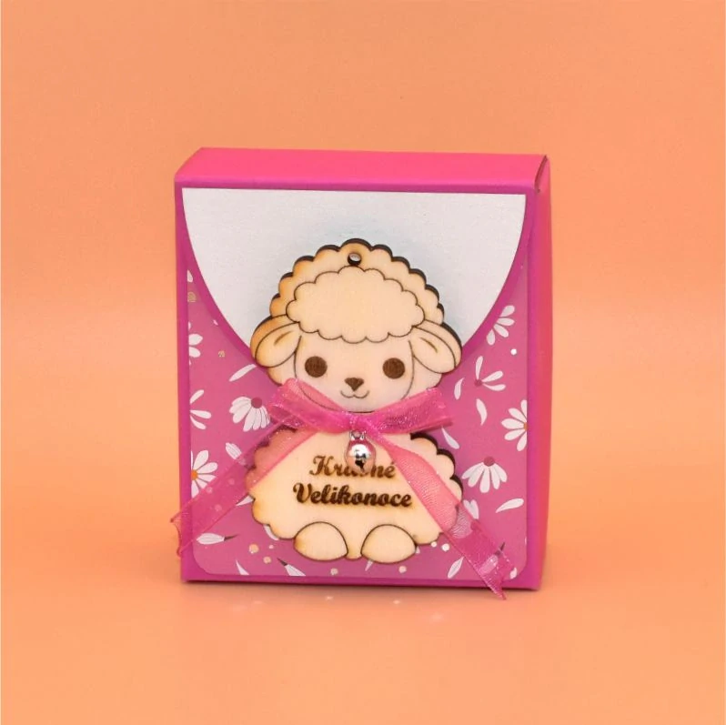 Velikonoční minibonboniera červená - Ovečka