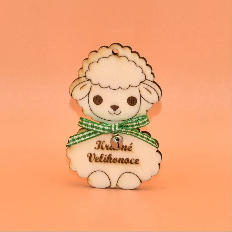 Dřevěný výřez - ovečka s rolničkou