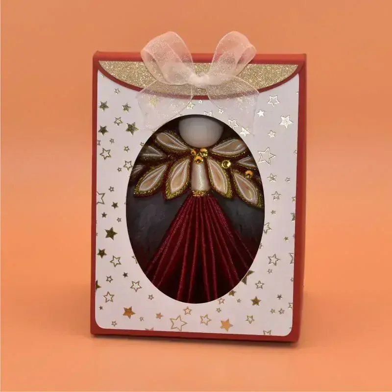 Anděl kanzashi - vínovokrémový