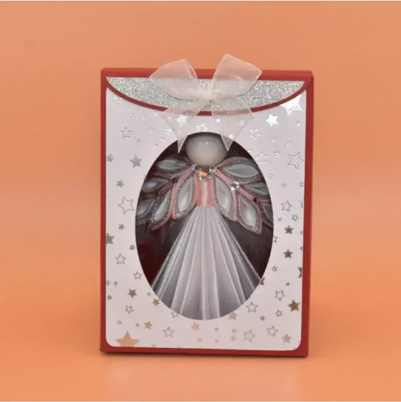 Anděl kanzashi - bílorůžovostříbrný