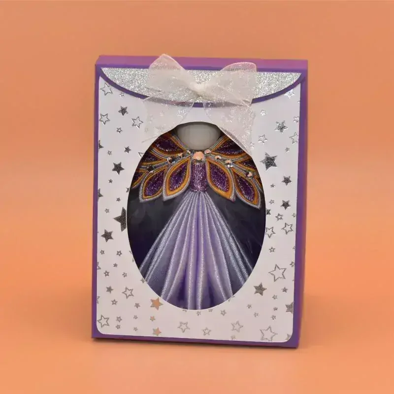 Anděl kanzashi - fialovooranžový