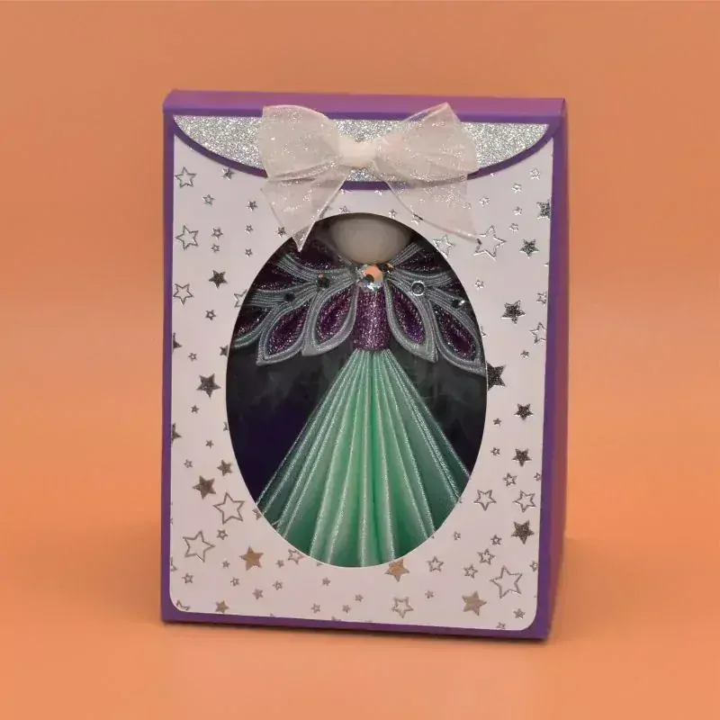Anděl kanzashi - zelenofialový