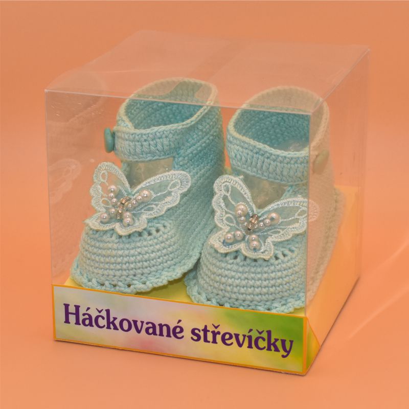 Háčkované střevíčky - mentolové