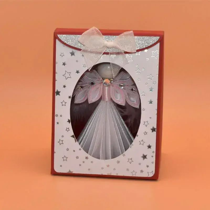 Anděl kanzashi - bílorůžový
