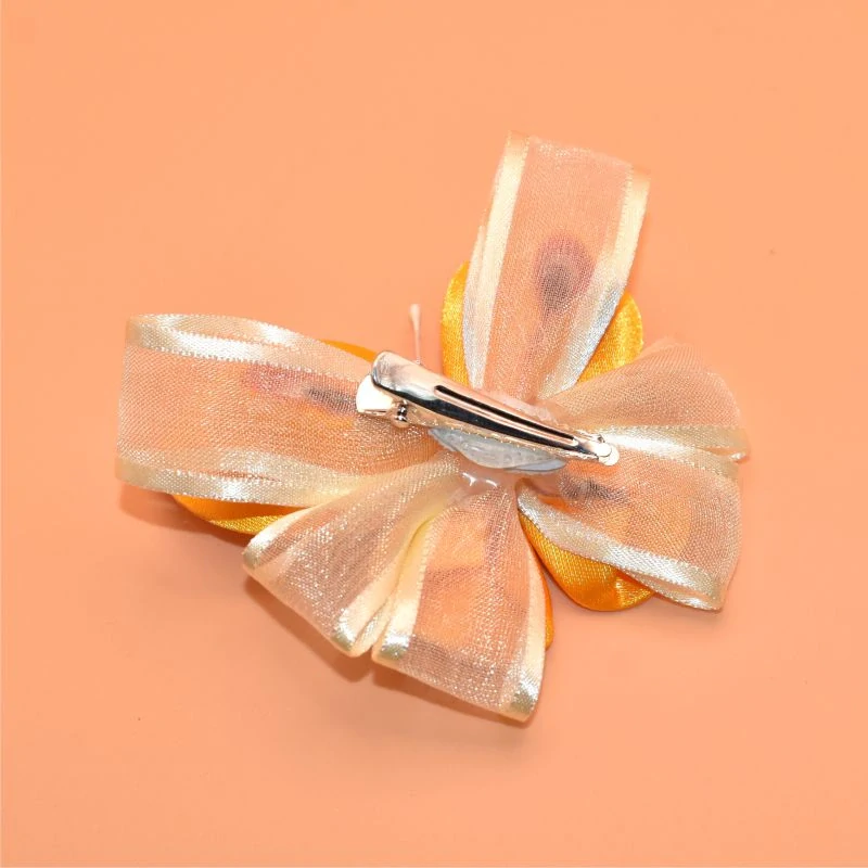 Motýl kanzashi - oranžovokrémový