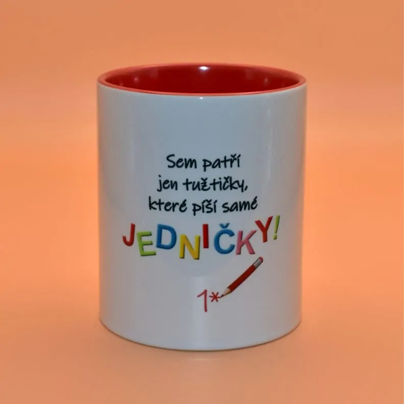 Tužkovník pro nejlepší paní učitelku - červený vnitřek