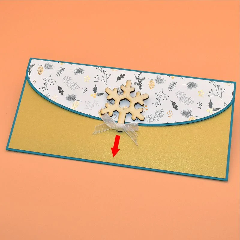 Vánoční obálka na peníze zlatobílá - vločka