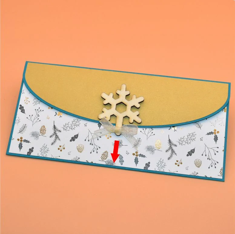 Vánoční obálka na peníze bílozlatá - vločka