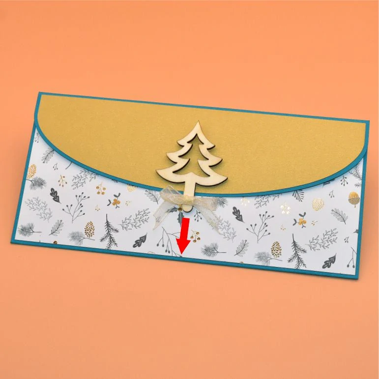 Vánoční obálka na peníze bílozlatá - stromek