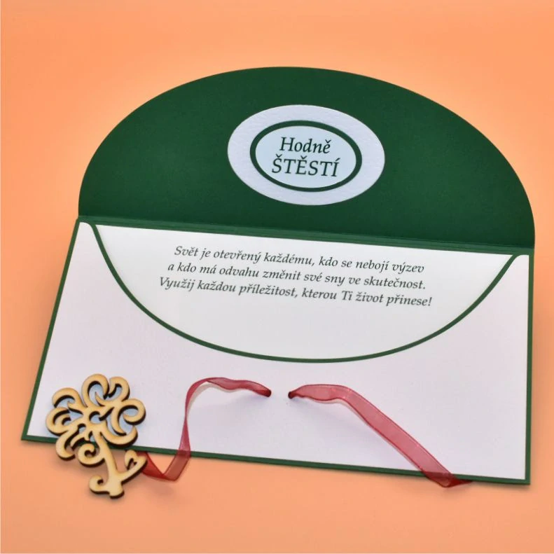 Obálka na peníze s textem - zelená berušky 2