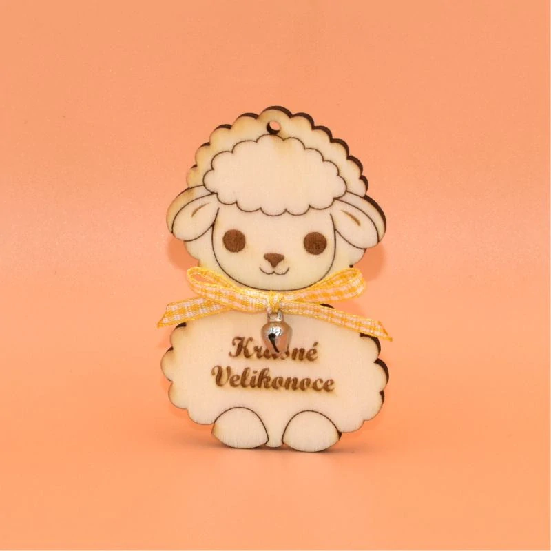 Dřevěný výřez - zajíček se žlutou stužkou