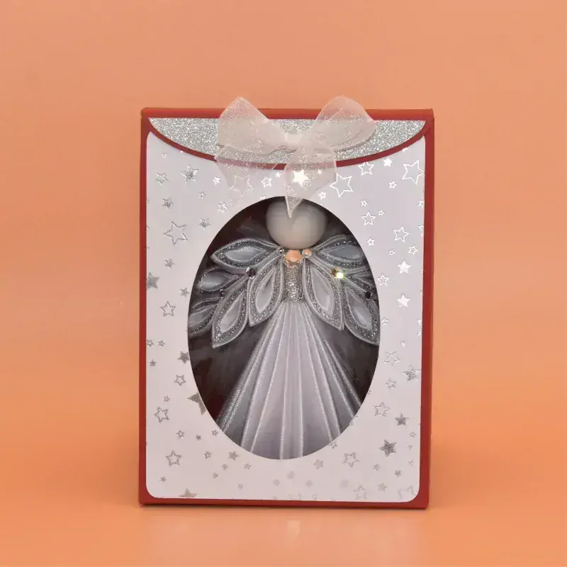 Anděl kanzashi - bílostříbrný