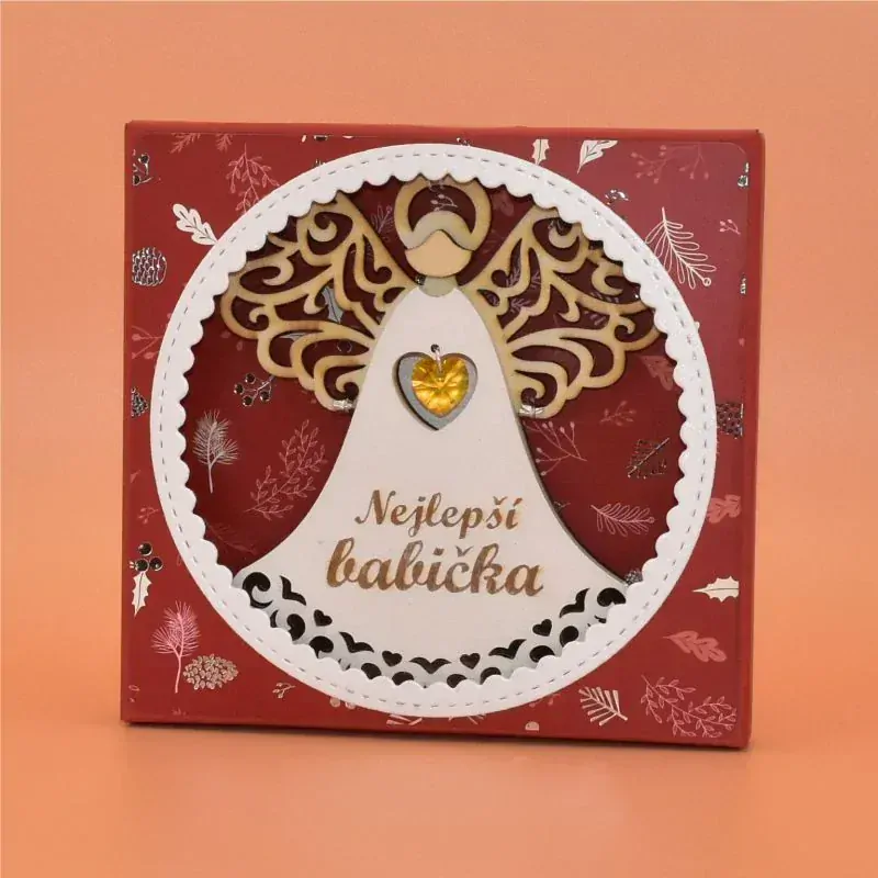 Anděl dřevo závěs Vánoce s textem 