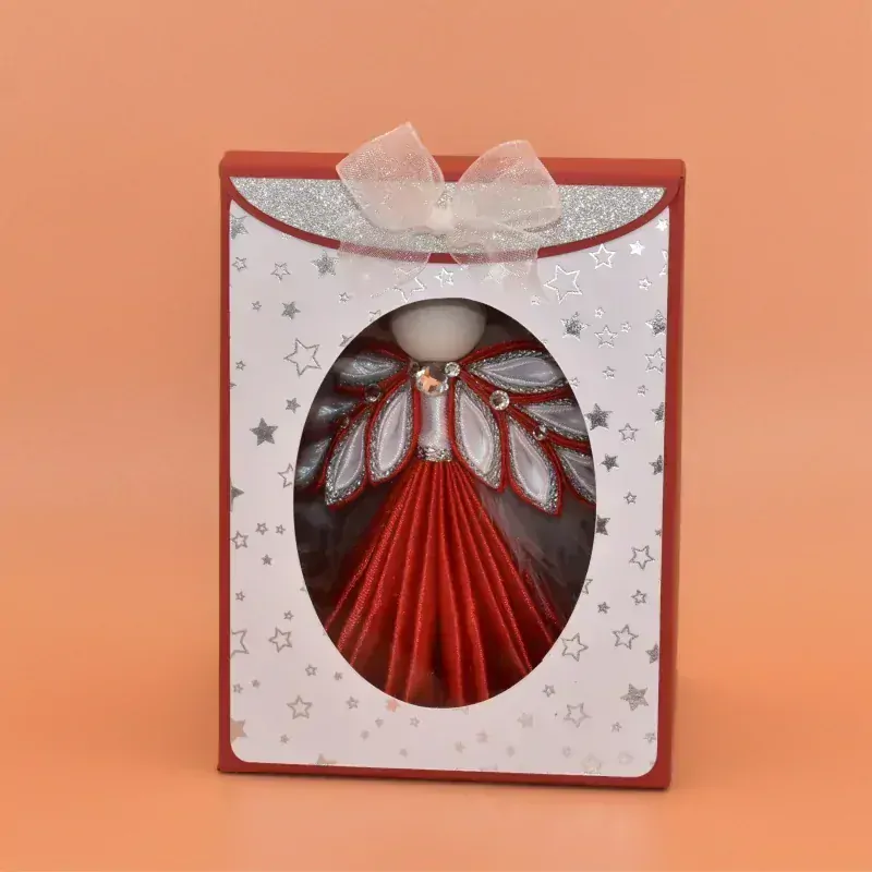Anděl kanzashi - červenobílý