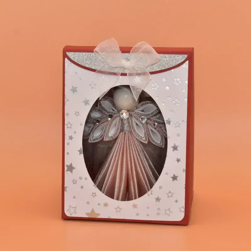 Anděl kanzashi - starorůžovobílý