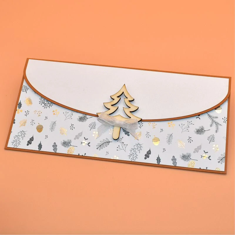 Vánoční obálka na peníze motiv/bílá - stromek