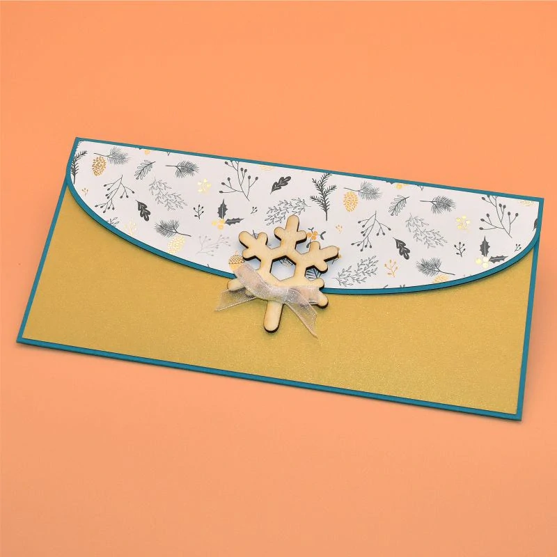 Vánoční obálka na peníze zlatobílá - vločka