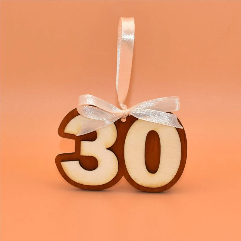 Dřevěná závěsná MINI cedulka výročí - 80