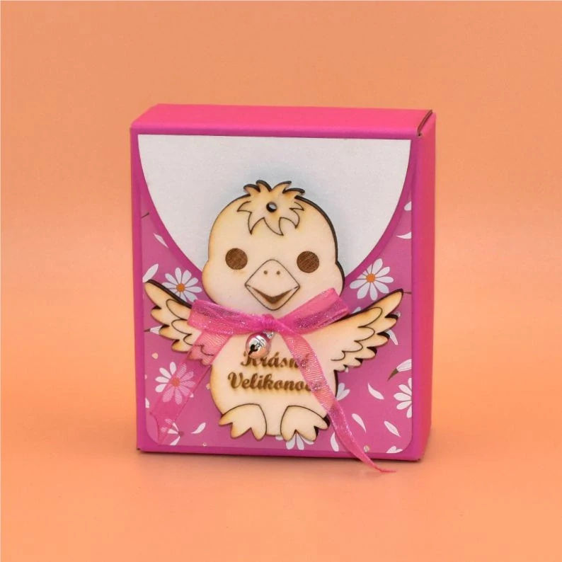 Velikonoční minibonboniera růžová - Kuřátko